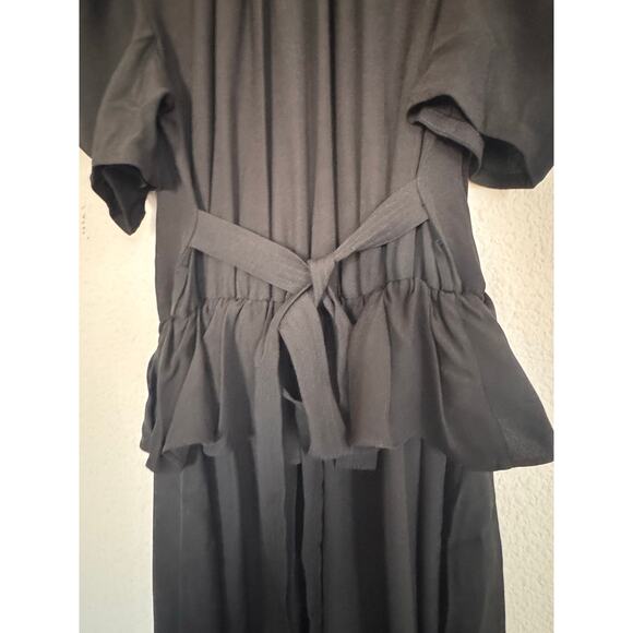 Ulla Johnson Marion Puff-Sleeve Belted Peplum Midi Dress Noir US6 - Picture 10 of 10